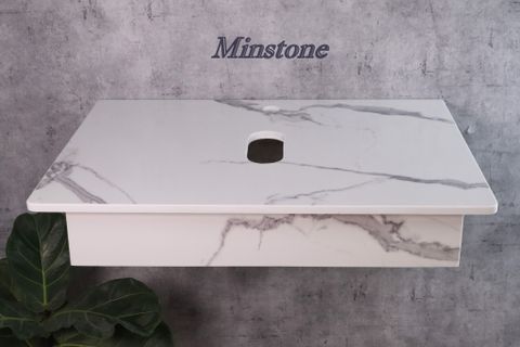 Bàn đá lavabo Minstone M104 50x70 trắng vân mây