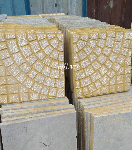 Gạch Vỉa Hè 40x40 Terrazzo Cánh Quạt Vàng