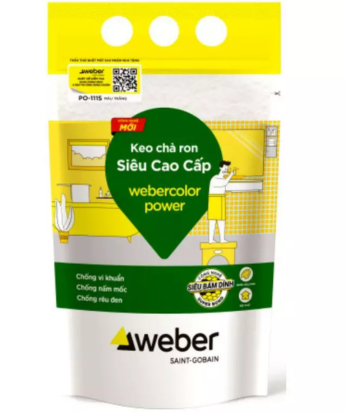 Keo chà ron Webercolor Power PO111S siêu trắng - Dùng cho khu vực ẩm ướt