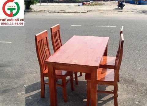 Bàn ghế ăn nhà hàng 4 ghế gỗ tự nhiên - DC517