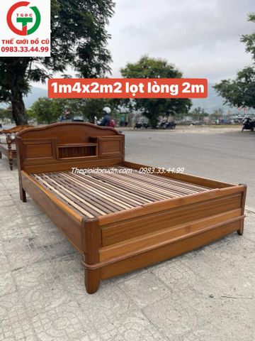 GIƯỜNG GỖ ĐẦU HỘP XƯA 1M4