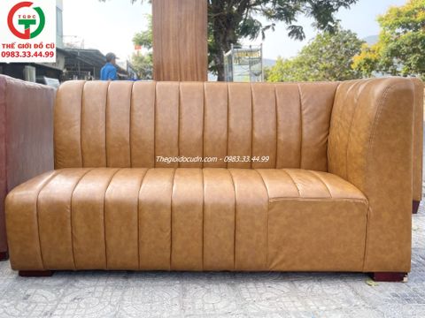 GHẾ SOFA BĂNG ĐỆM DA NÂU CÓ TAY