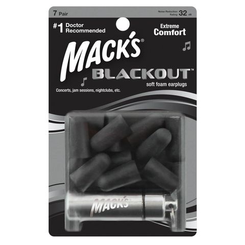 Hộp 7 đôi Nút bịt tai chống ồn cho Âm nhạc Macks Black Out (Có hộp đựng Inox) - Nhập khẩu từ Mỹ