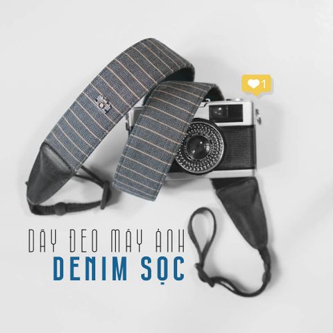  Dây đeo máy ảnh Made by Cammix - Dây đeo máy ảnh denim sọc bản vừa 