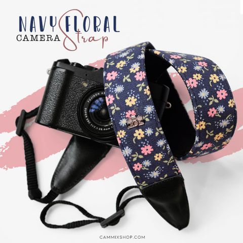  Dây đeo mảy ảnh xanh hoa nhí - Camera Strap dành cho máy ảnh Sony, Canon, Nikon, Fuji,..... - Dây máy ảnh MadebyCammix 