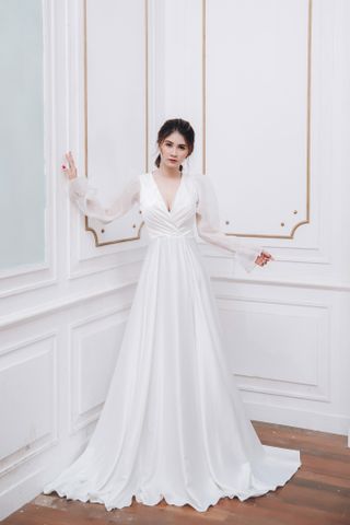 Đầm cưới Mia Selena thiết kế tay lưới cực sang ( Trắng )