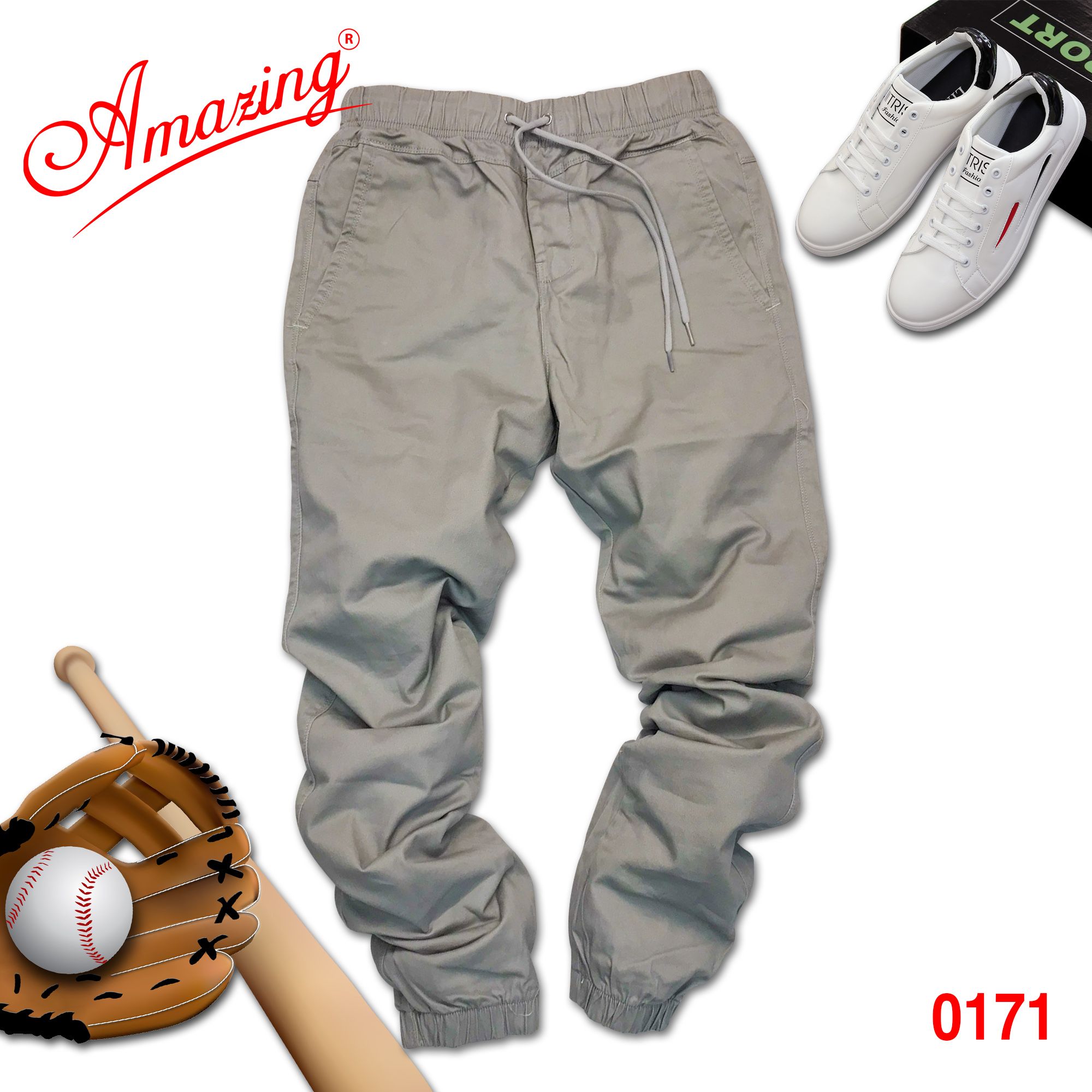 Quần jogger cao cấp Amazing, vải kaki co giãn nhẹ, lưng và ống quần bo thun có giây rút, thời trang unisex, thể thao cá tính