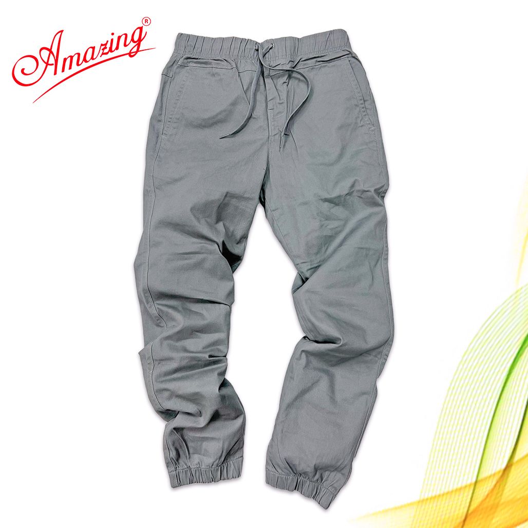  Quần Jogger kaki nam Amazing, dáng thể thao năng động, vải co giãn nhẹ, màu sắc trung tính, lai bo, màu đen 