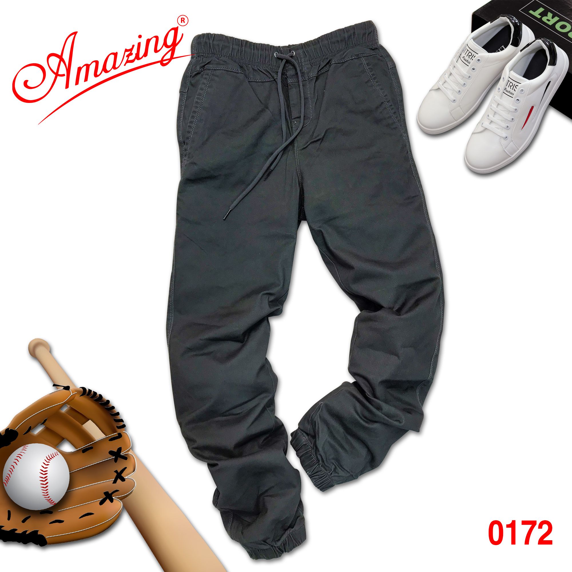 Jogger quần kaki nam Amazing, bo lai, unisex big size, dáng thể thao năng động, vải co giãn nhẹ, màu rêu