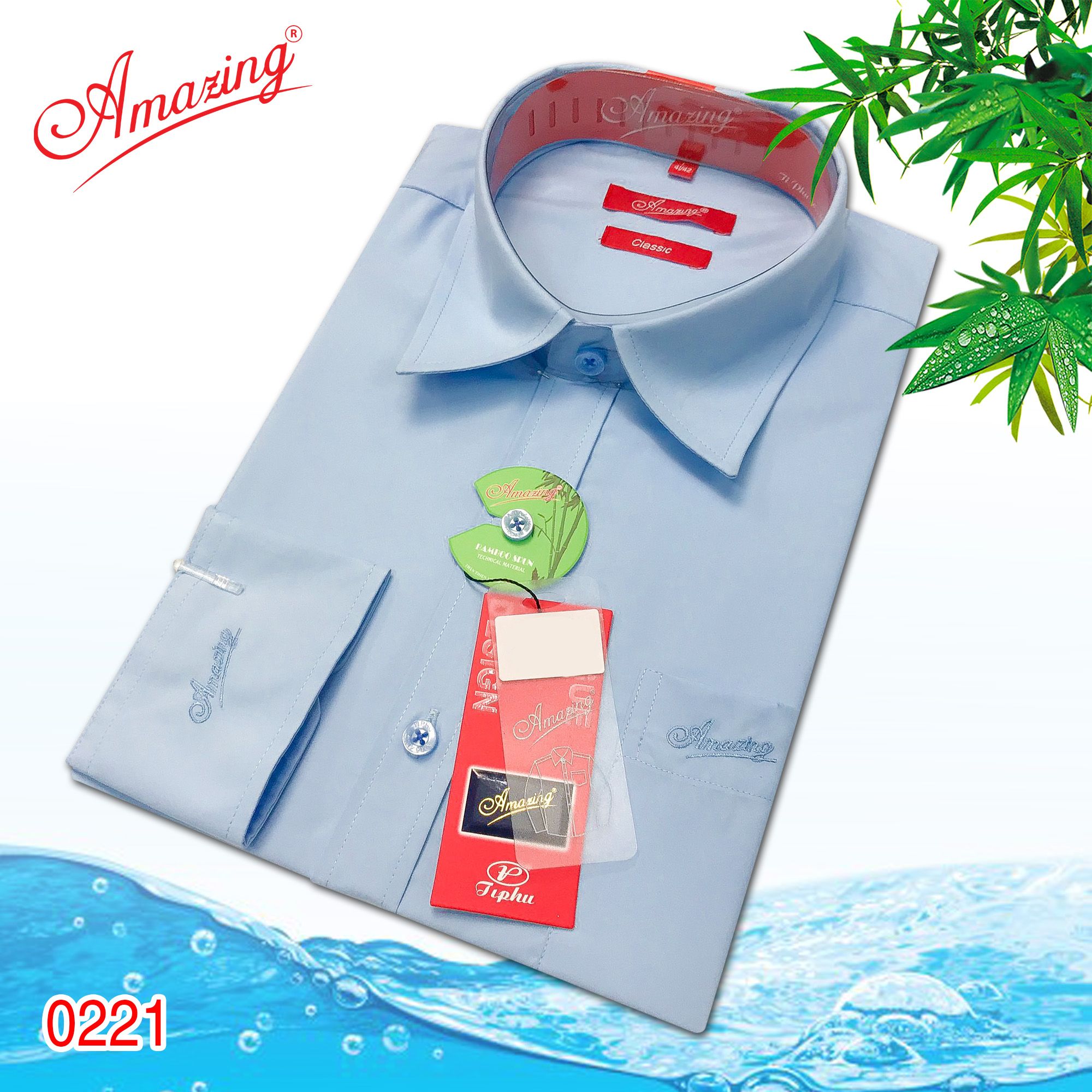 Áo sơ mi nam trơn nhiều màu Amazing, vải Bamboo mềm mịn thấm hút, dáng truyền thống, vạt bầu, tay dài-05