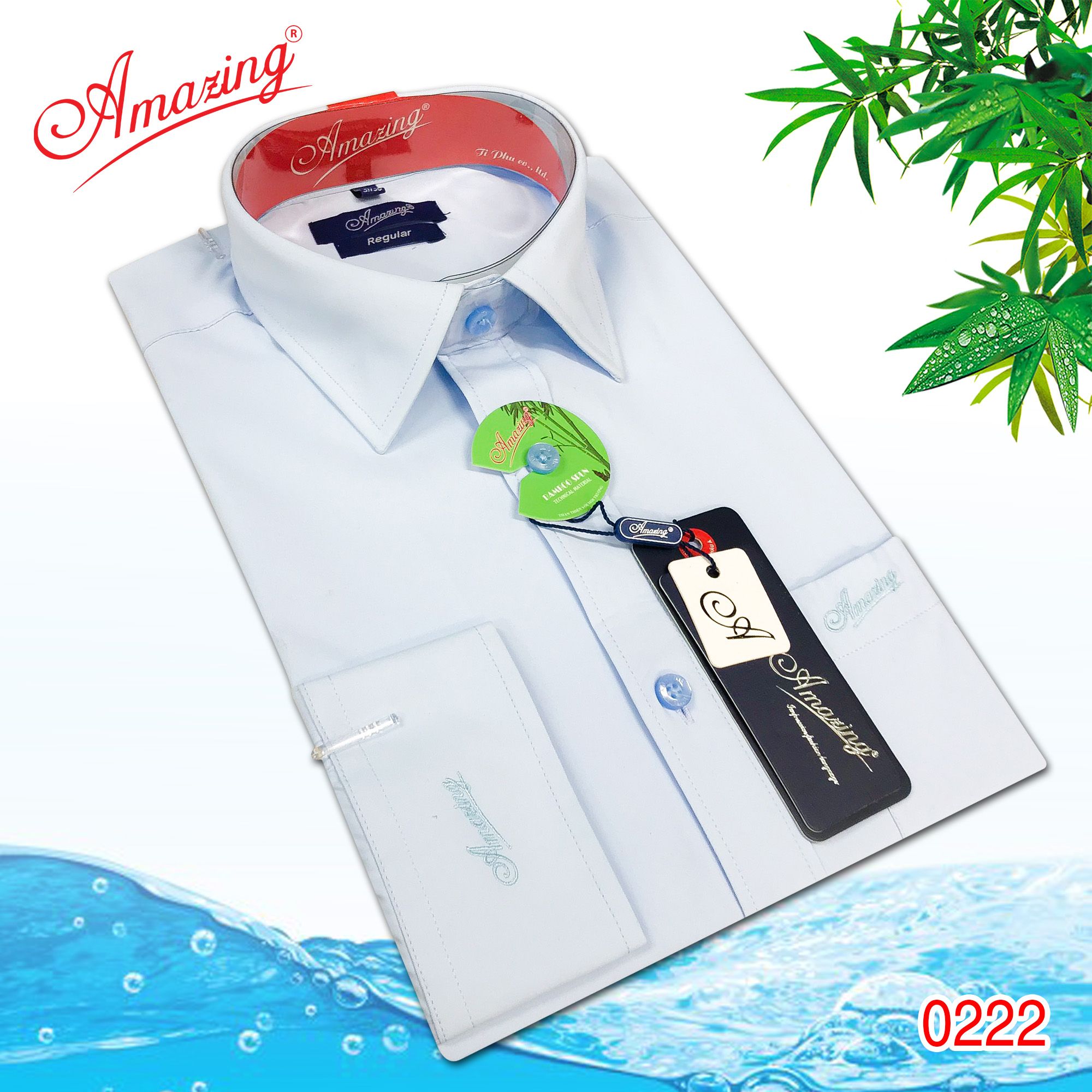 Áo sơ mi nam trơn nhiều màu Amazing, vải Bamboo mềm mịn thấm hút, dáng truyền thống, vạt bầu, tay dài-05