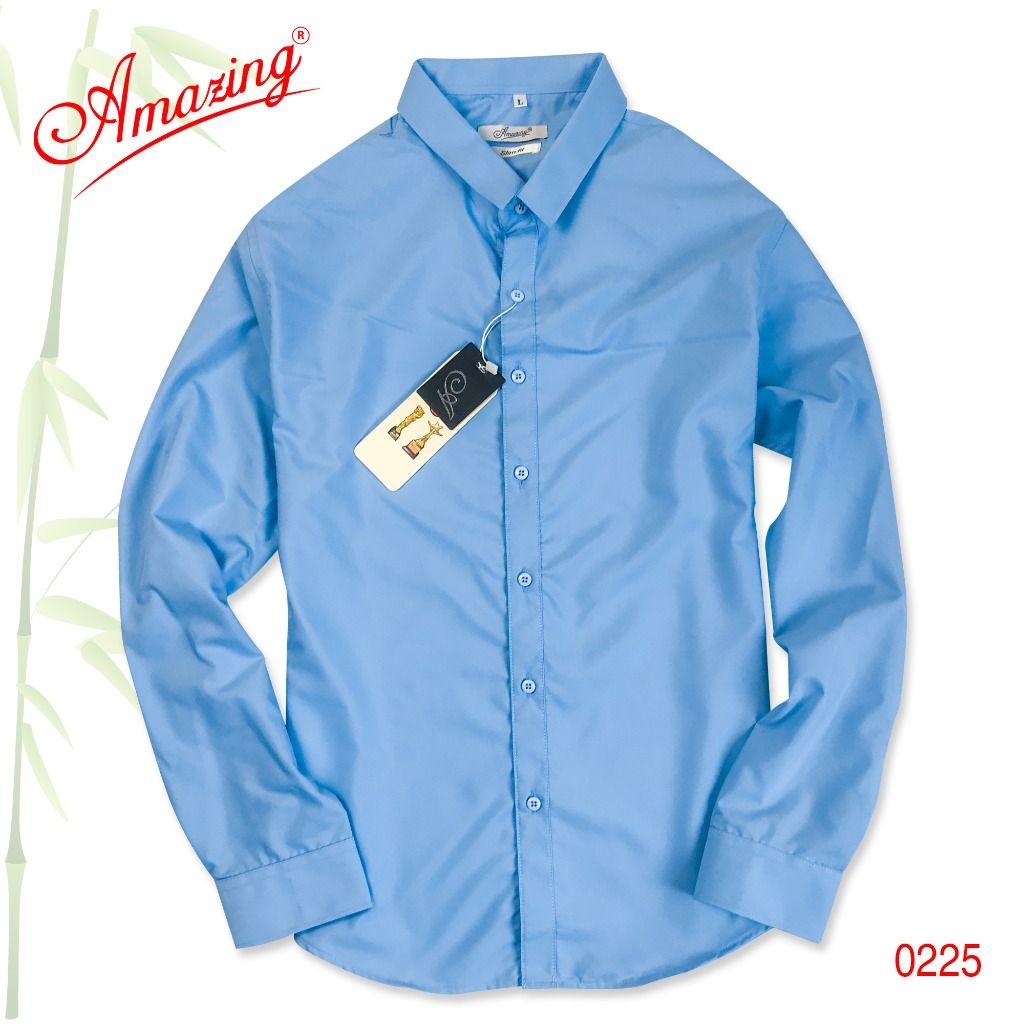 Áo kiểu công sở phong cách Hàn, sơ mi nam màu tím Violet, vải Bamboo mềm mướt, chuẩn basic, hiệu Amazing