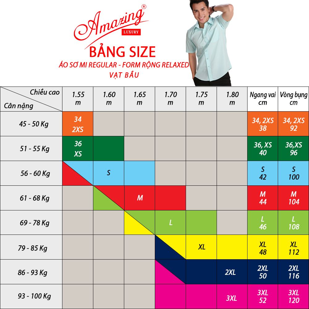 Áo sơ mi tay ngắn Amazing, màu trơn, vải kate thấm hút mồ hôi, form truyền thống, vạt bầu, có big size