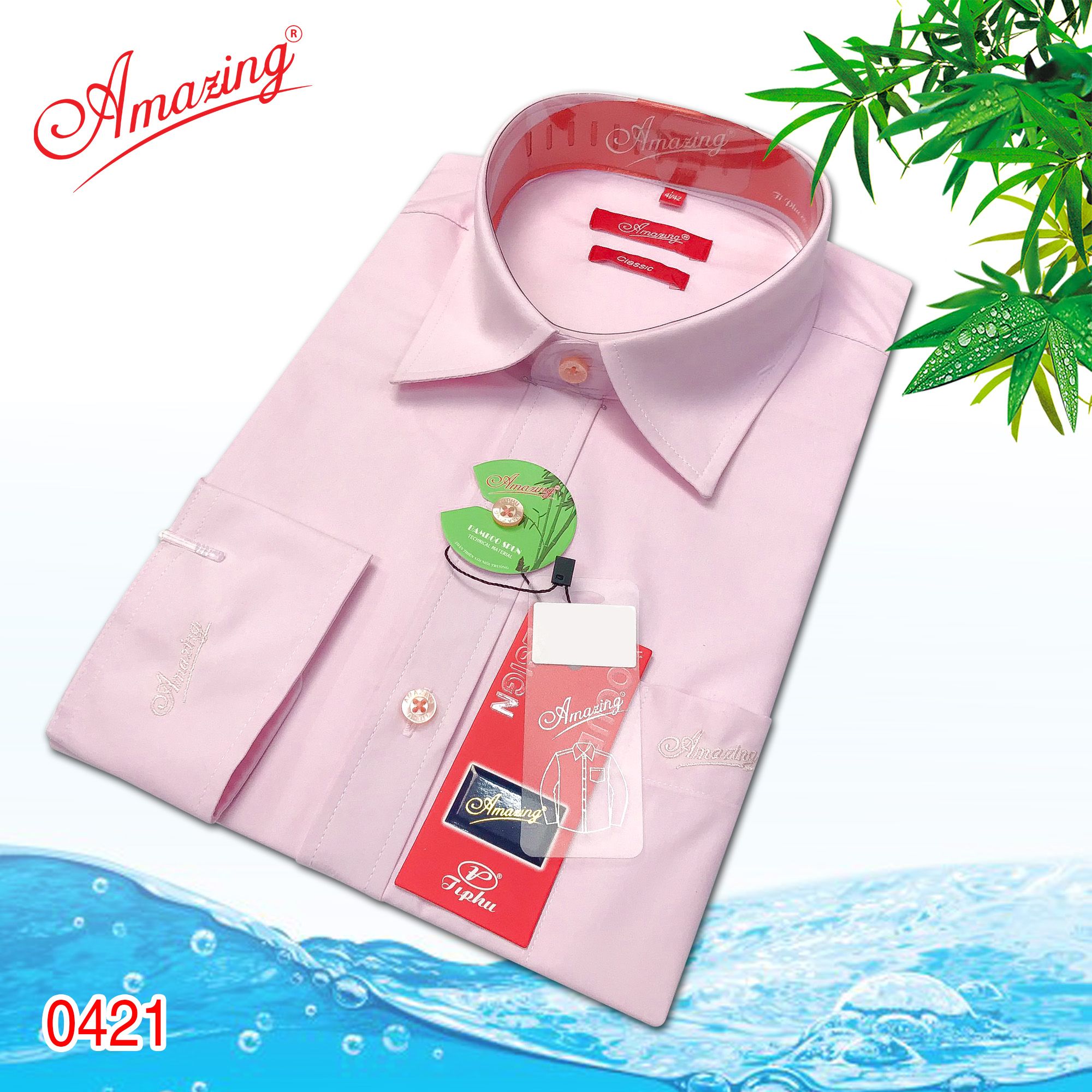 Áo sơ mi nam trơn nhiều màu Amazing, vải Bamboo mềm mịn thấm hút, dáng truyền thống, vạt bầu, tay dài-05