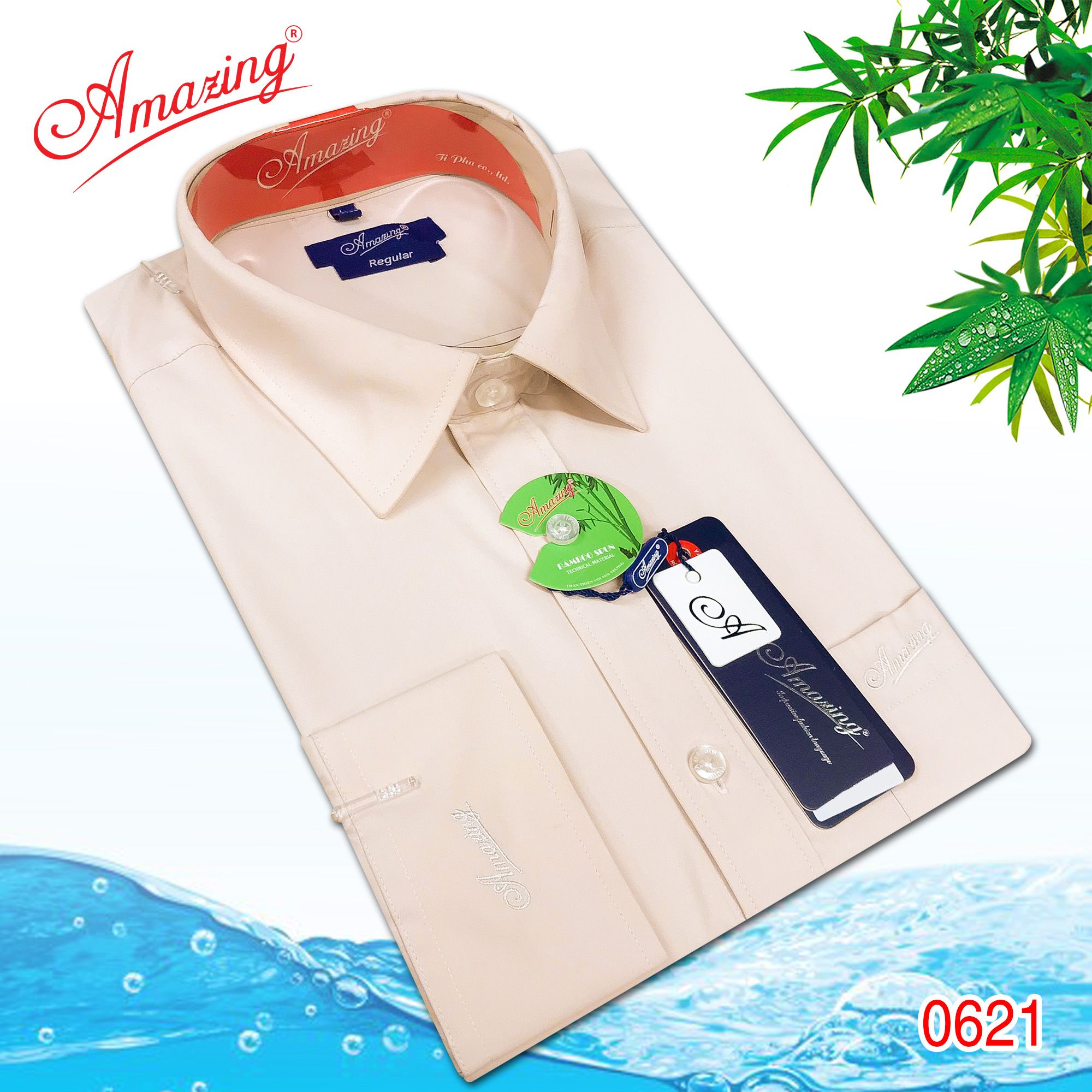 Áo sơ mi nam trơn nhiều màu Amazing, vải Bamboo mềm mịn thấm hút, dáng truyền thống, vạt bầu, tay dài-05