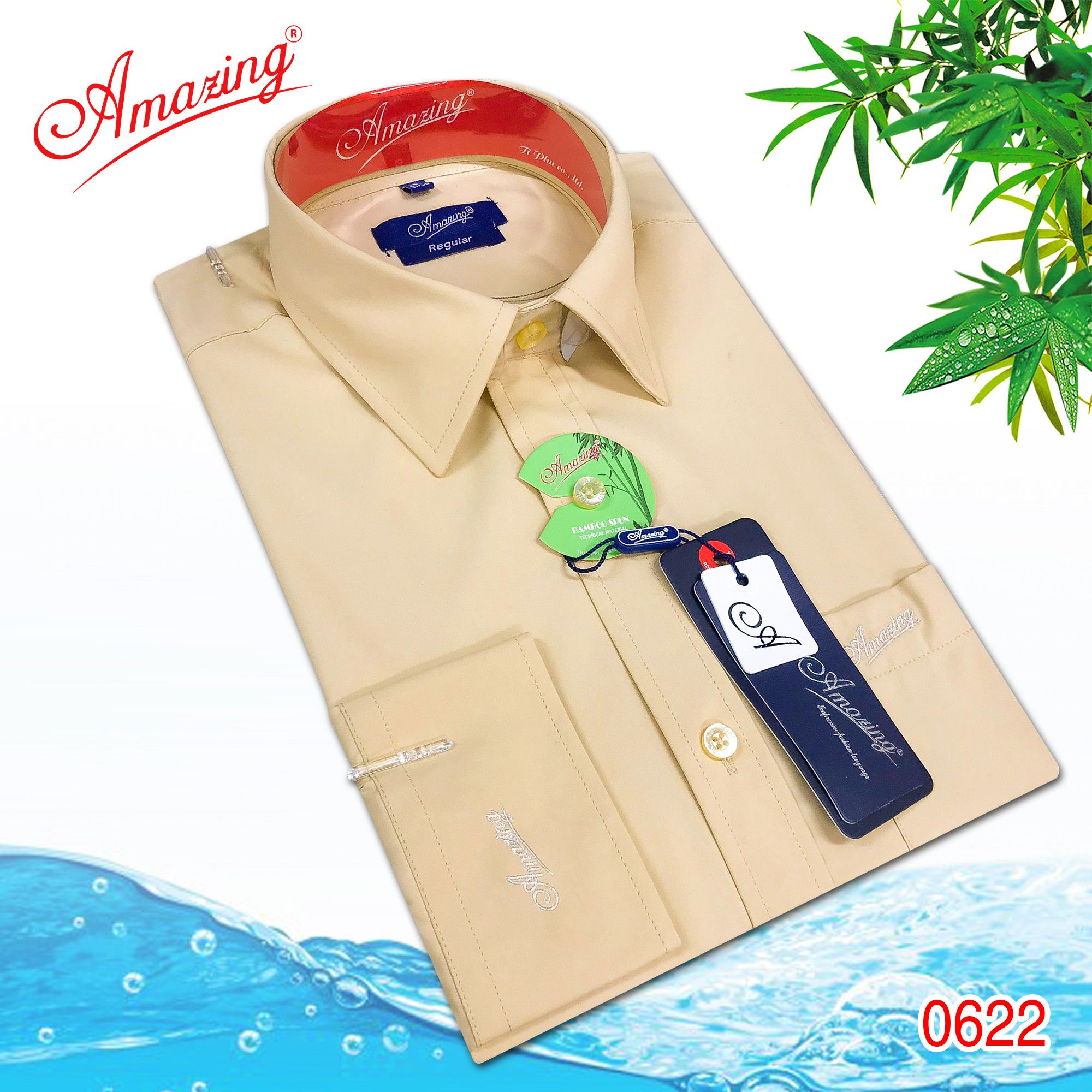 Áo sơ mi nam trơn nhiều màu Amazing, vải Bamboo mềm mịn thấm hút, dáng truyền thống, vạt bầu, tay dài-06