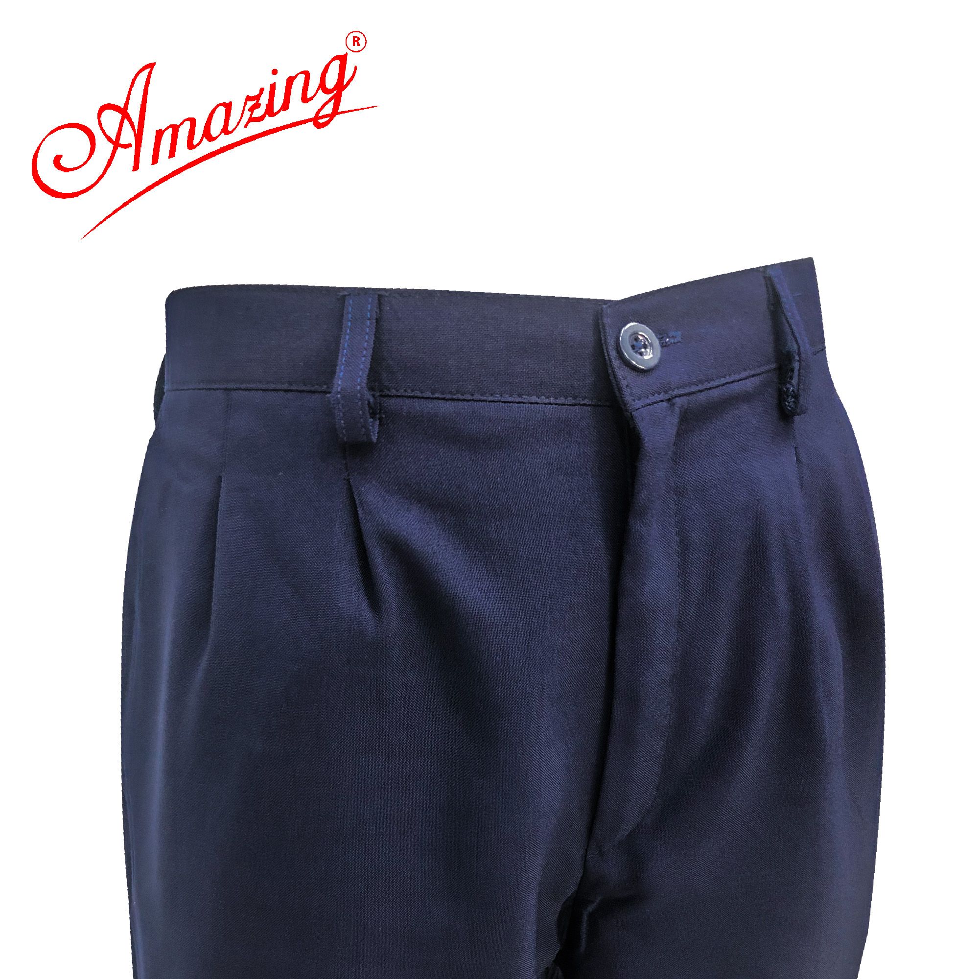 Quần xanh học sinh lưng thun, đồng phục đi học nam nữ, xếp 2 ly, dây kéo,form rộng, size từ 20 đến 95kg, hiệu AMAZING