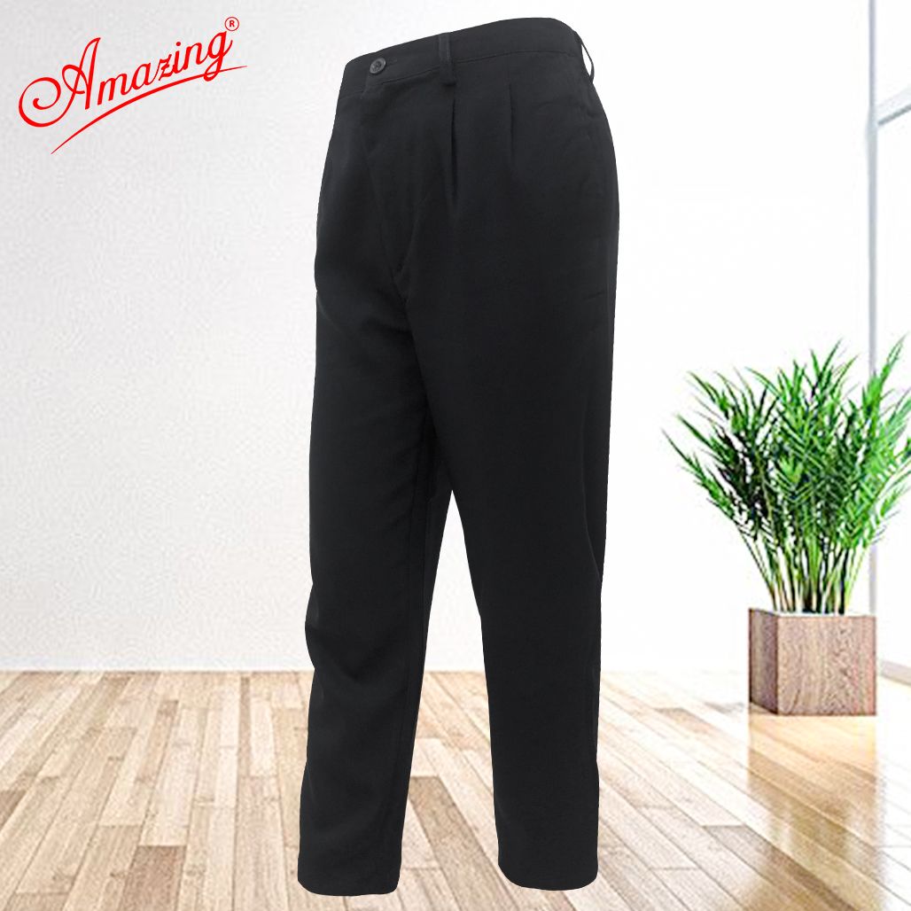 Quần xanh học sinh lưng thun, đồng phục đi học nam nữ, xếp 2 ly, dây kéo,form rộng, size từ 20 đến 95kg, hiệu AMAZING