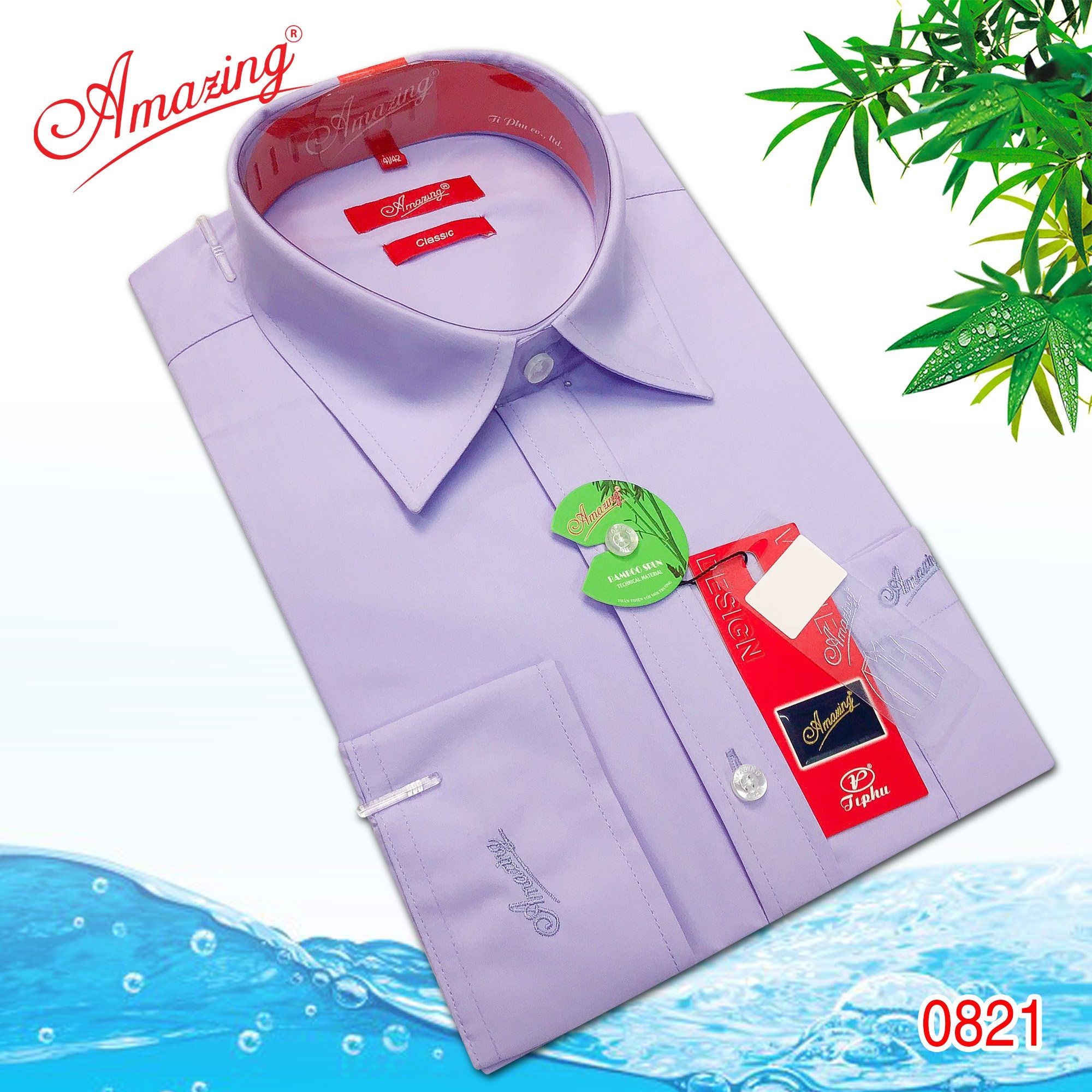 Áo sơ mi nam trơn nhiều màu Amazing, vải Bamboo mềm mịn thấm hút, dáng truyền thống, vạt bầu, tay dài-07