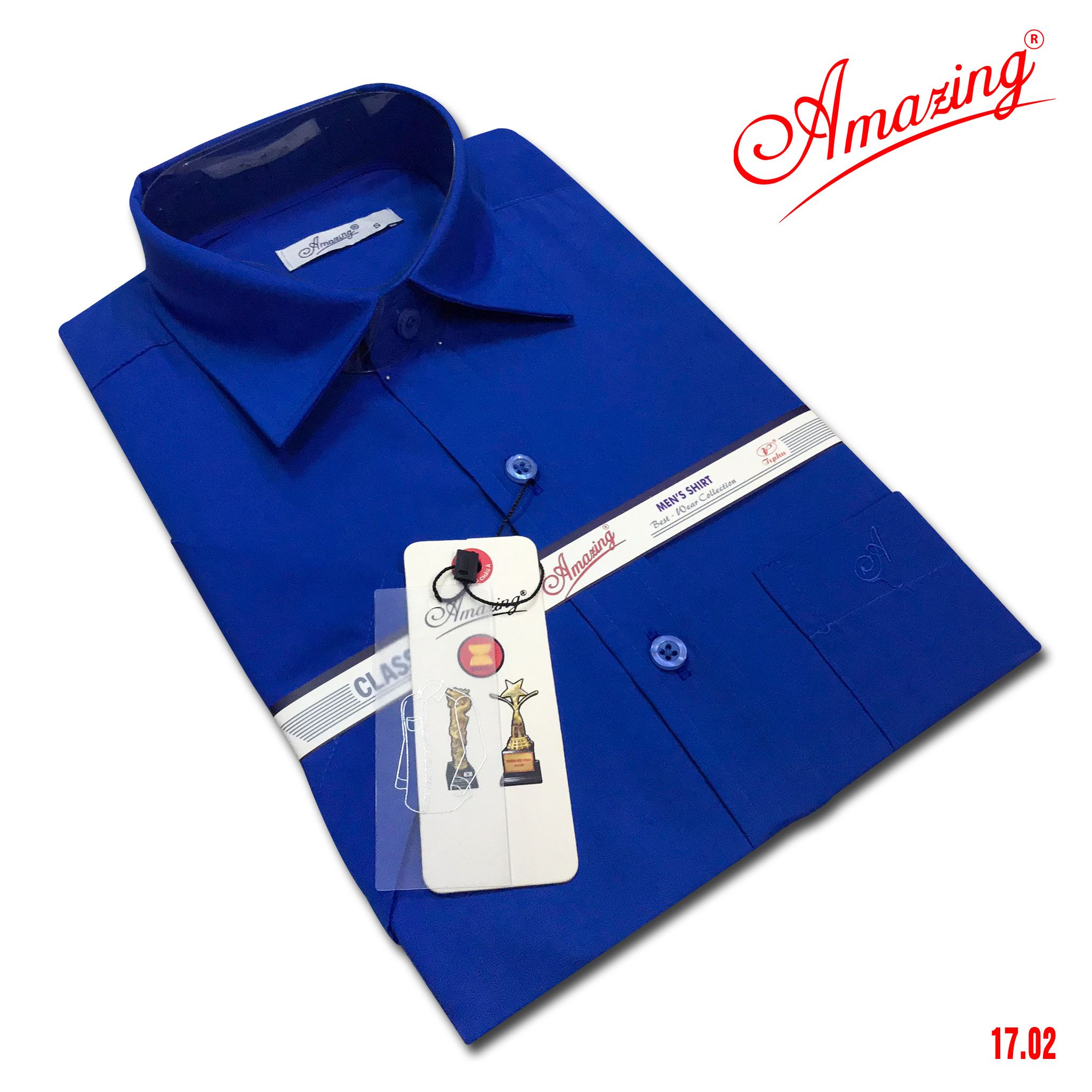 Áo sơ mi tay ngắn Amazing, màu trơn, vải kate thấm hút mồ hôi, form truyền thống, có big size