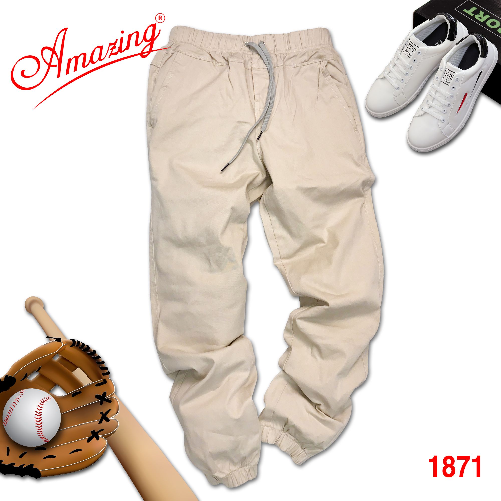 Jogger quần kaki nam Amazing, bo lai, unisex big size, dáng thể thao năng động, vải co giãn nhẹ, màu rêu