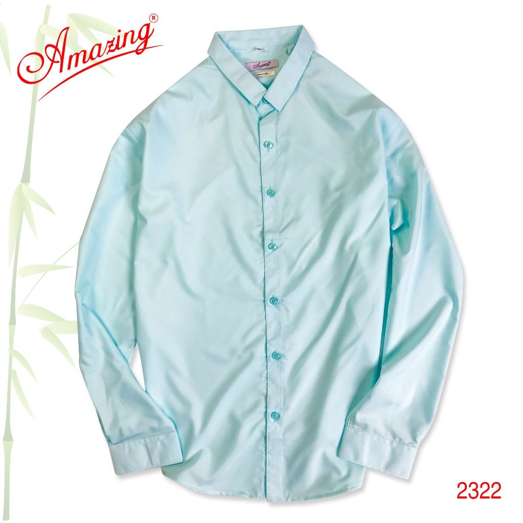 Áo kiểu công sở phong cách Hàn, sơ mi nam màu tím Violet, vải Bamboo mềm mướt, chuẩn basic, hiệu Amazing