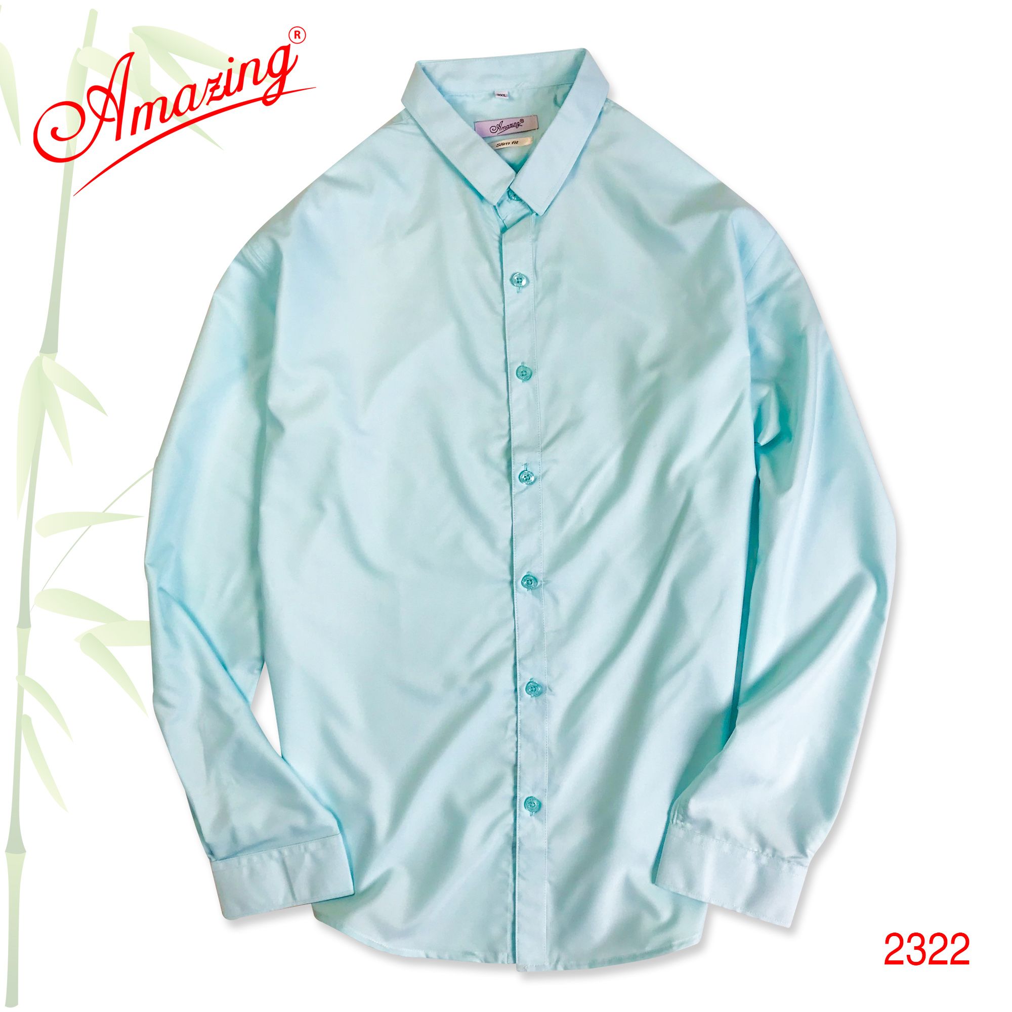 Sơ mi nam công sở màu trơn, form slim fit không túi, vải Bamboo, áo kiểu phong cách Hàn, vạt bầu, Amazing