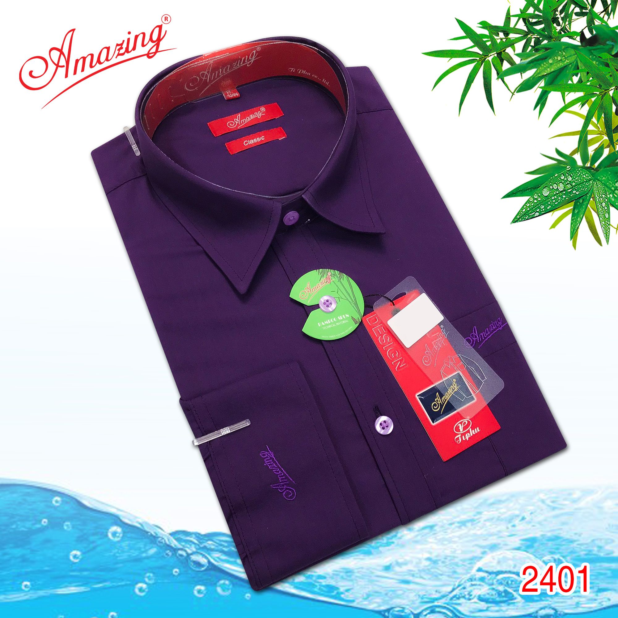 Áo sơ mi nam trơn nhiều màu Amazing, vải Bamboo mềm mịn, vạt bầu, form classic, tay dài