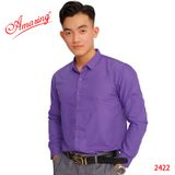  Áo sơ mi màu hồng pastel hiệu Amazing, dáng trẻ chuẩn form slim fit, phong cách Hàn Quốc, siêu phẩm mềm mịn mướt 