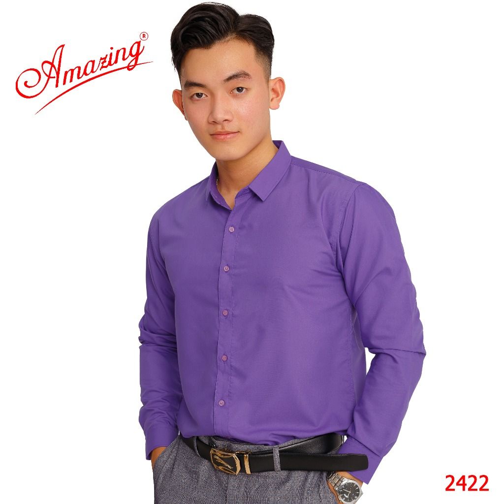  Áo sơ mi màu hồng pastel hiệu Amazing, dáng trẻ chuẩn form slim fit, phong cách Hàn Quốc, siêu phẩm mềm mịn mướt 