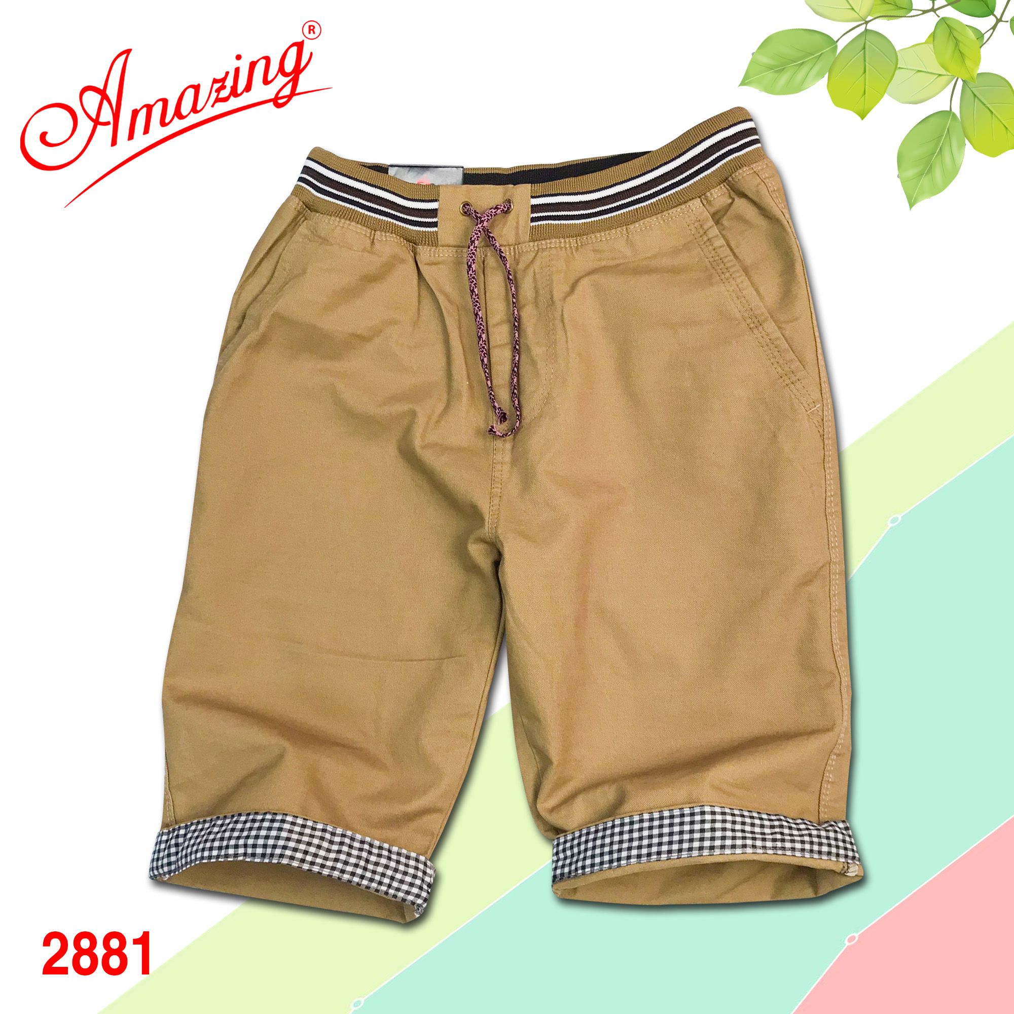  Quần short kaki Amazing, lưng thun có giây rút, vải co giãn nhẹ, màu sắc đa dạng, có big size 