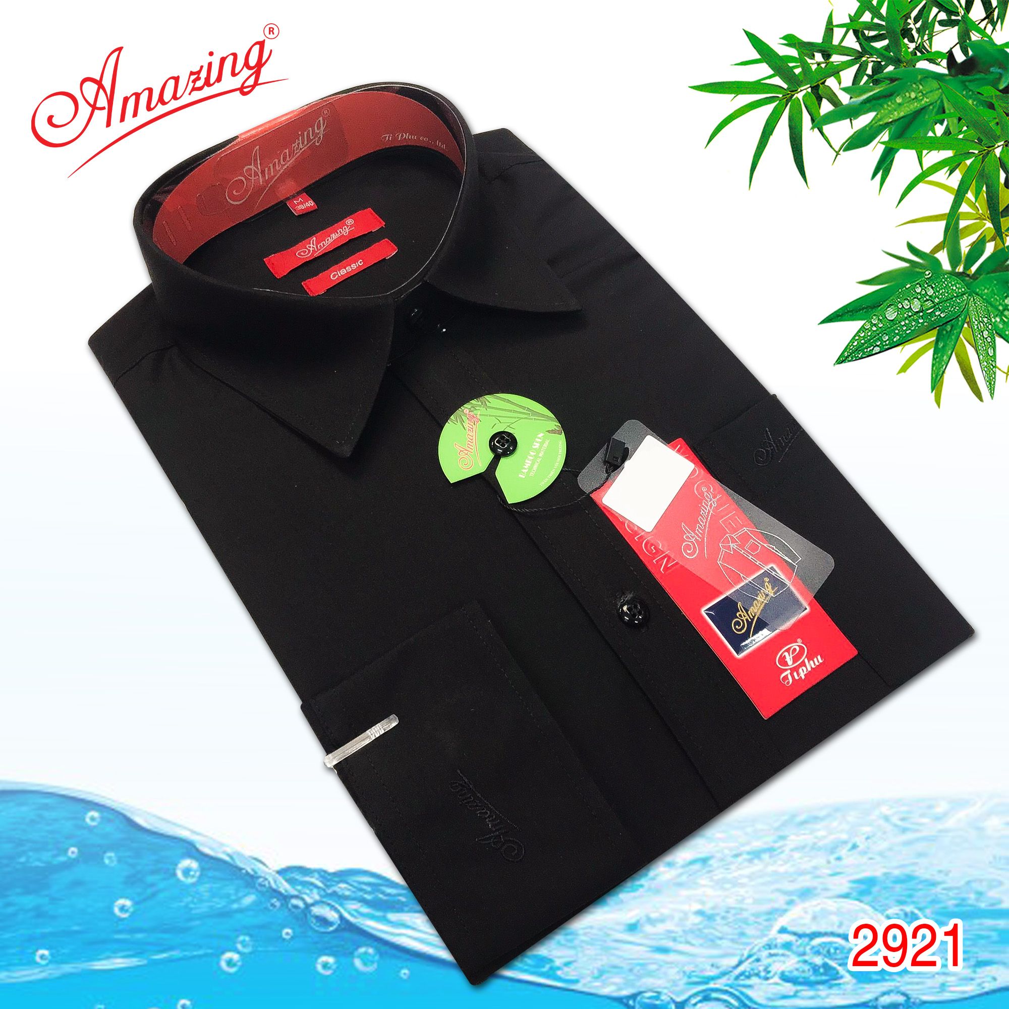 Áo sơ mi nam trơn nhiều màu Amazing, vải Bamboo mềm mịn thấm hút, dáng truyền thống, vạt bầu, tay dài-019