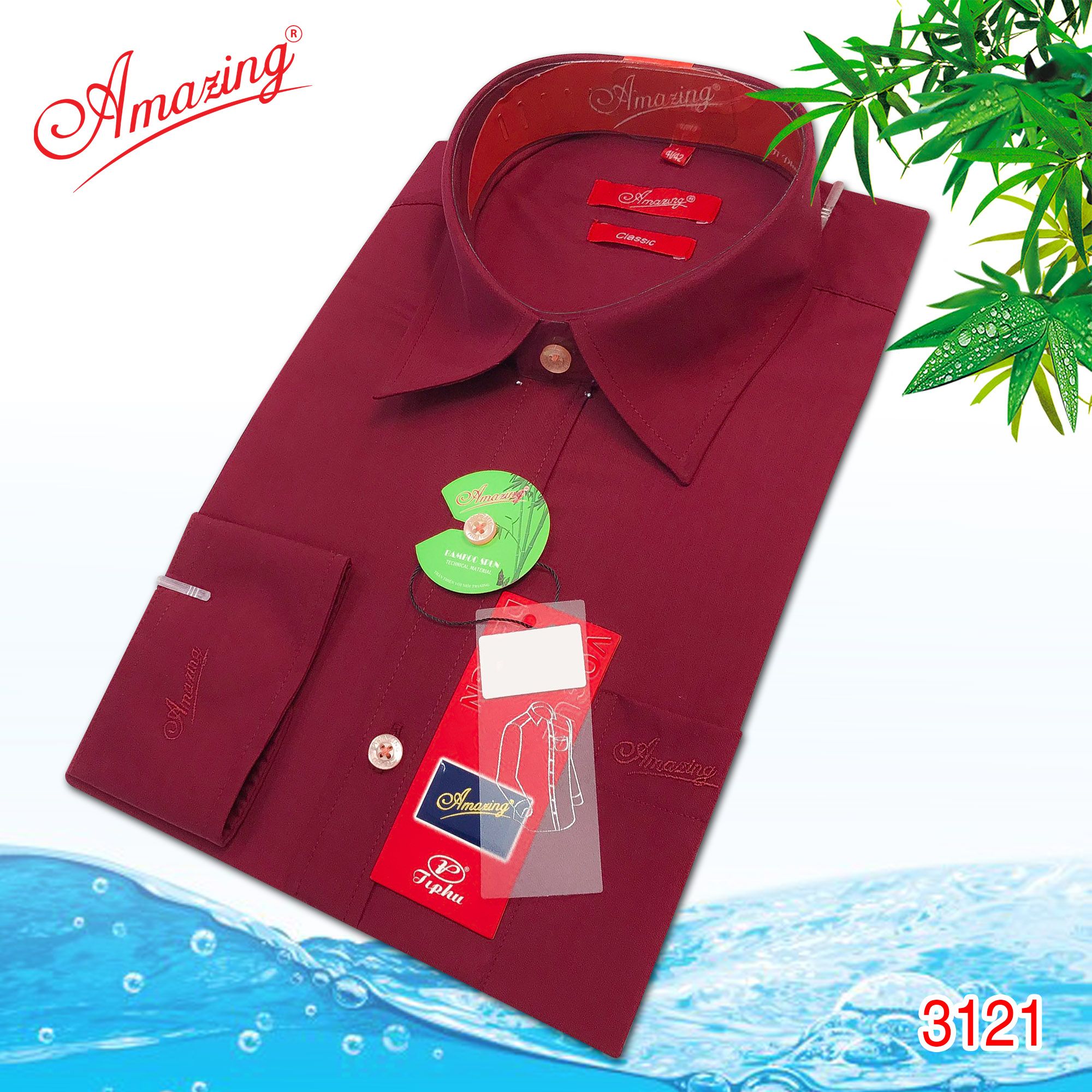 Áo sơ mi nam trơn nhiều màu Amazing, vải Bamboo mềm mịn, vạt bầu, form classic, tay dài