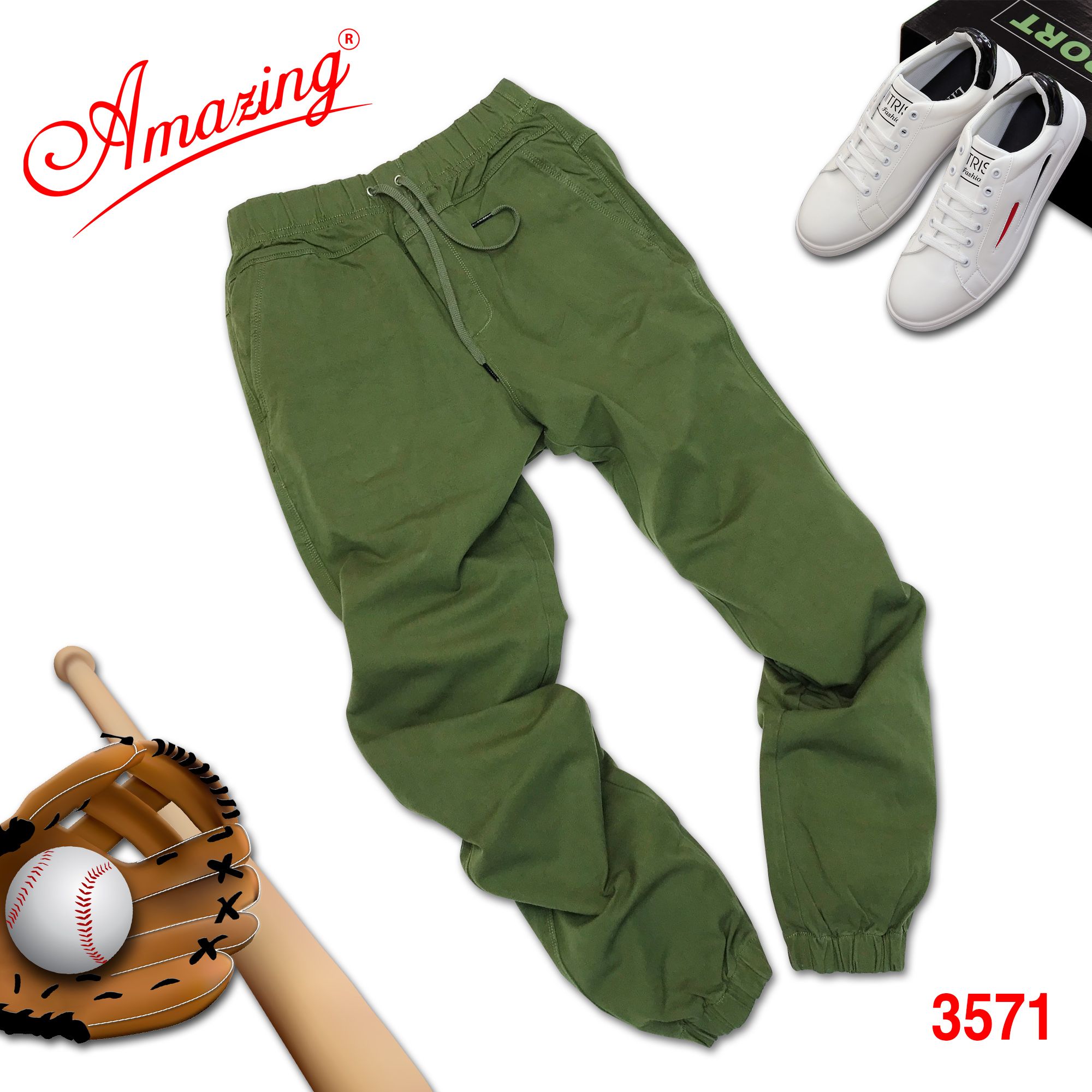 Jogger quần kaki nam Amazing, bo lai, unisex big size, dáng thể thao năng động, vải co giãn nhẹ, màu rêu