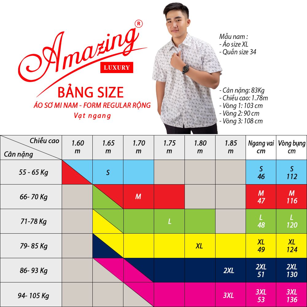 Áo sơ mi đại gia, vải xô hoạ tiết phước lộc thọ dành cho quý ông trung niên, form suông, dáng rộng, cộc tay, Amazing