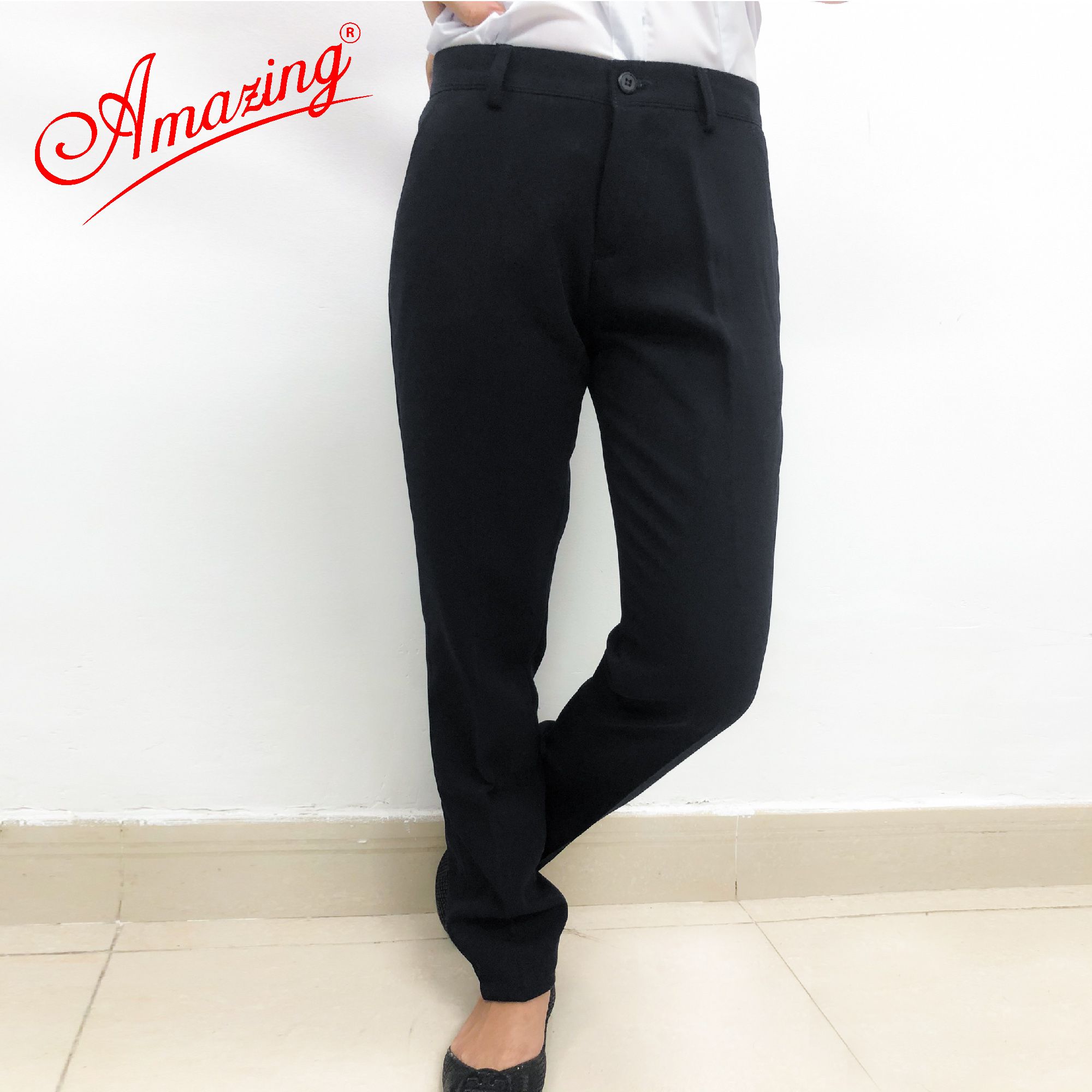 Quần tây âu nữ màu đen và xanh, đồng phục nữ sinh cấp 2 3, chất vải tuyết mưa dày mềm, không nhăn, Amazing
