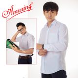  Áo sơ mi trắng Amazing, vạt bầu, thân suông, chất vải KT silk, form chuẩn basic, tay dài 