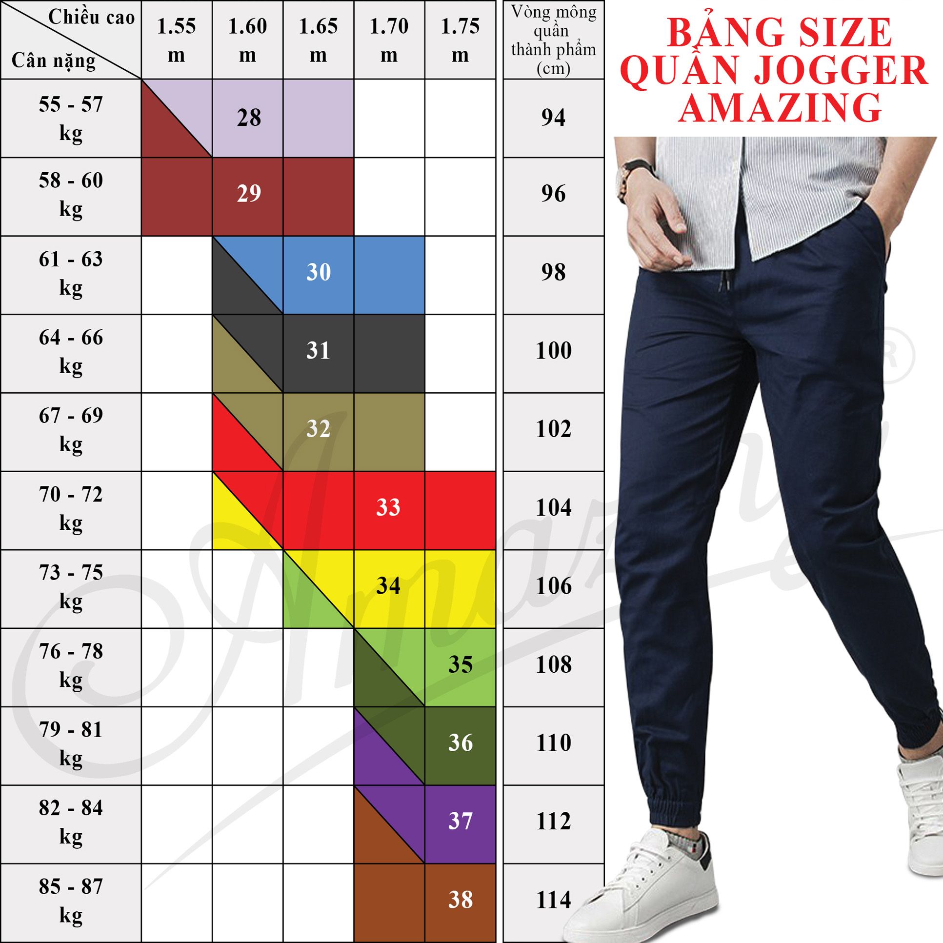  Quần Jogger kaki nam Amazing, dáng thể thao năng động, vải co giãn nhẹ, màu sắc trung tính, lai bo 