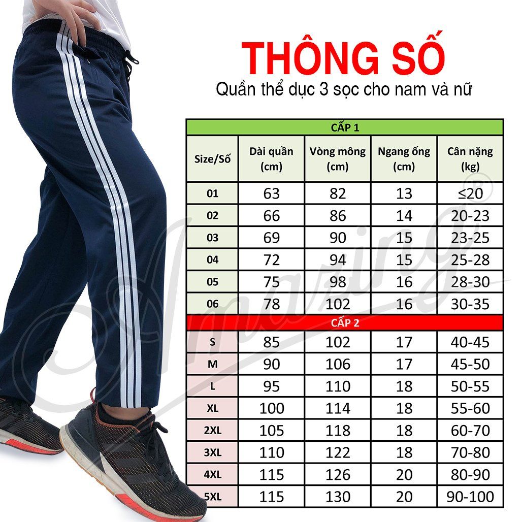  Quần thể dục 3 sọc cho nam, đồ thể thao nam nữ các cấp, vải thun co giãn, thương hiệu Amazing 