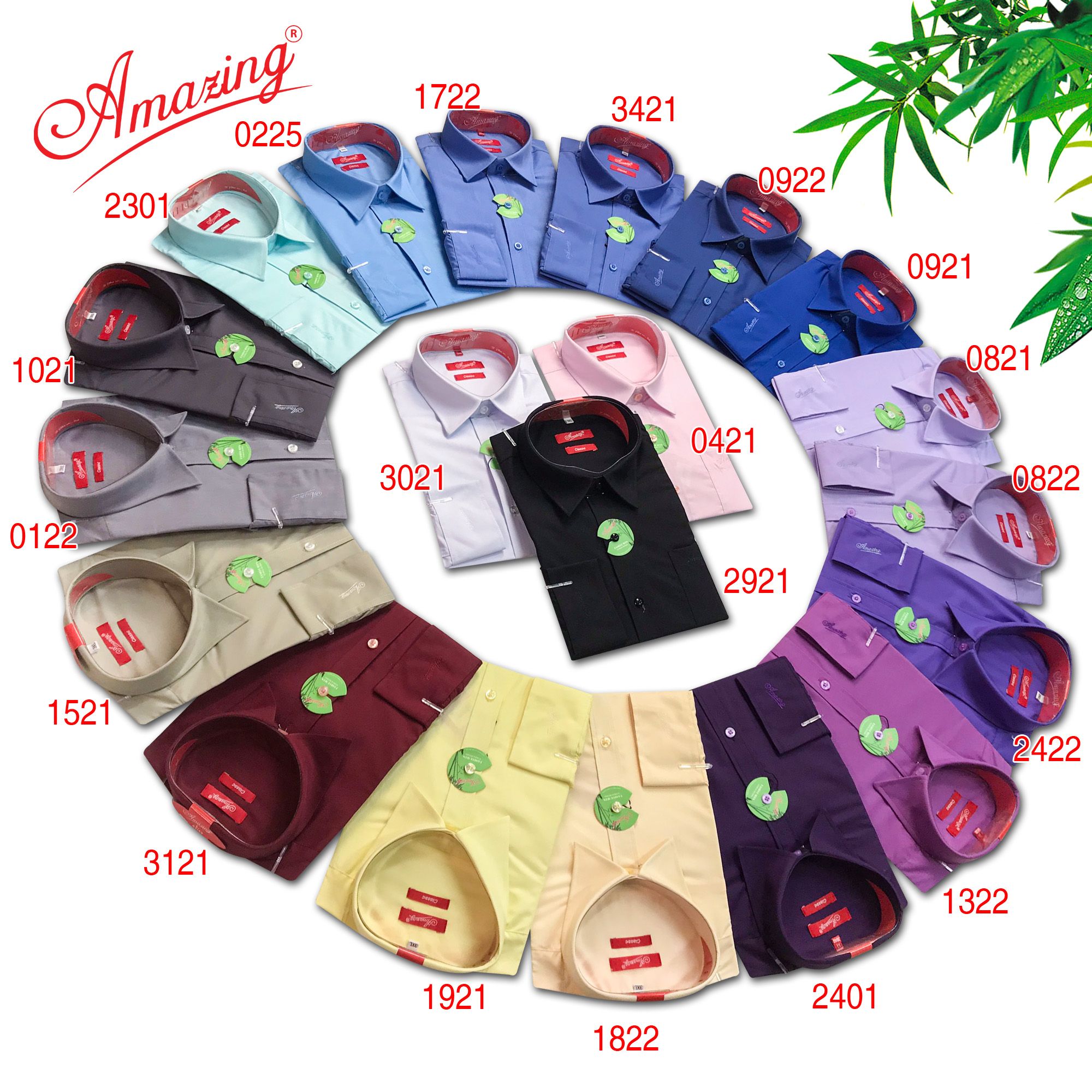 Áo sơ mi nam trơn nhiều màu Amazing, vải Bamboo mềm mịn, vạt bầu, form classic, tay dài