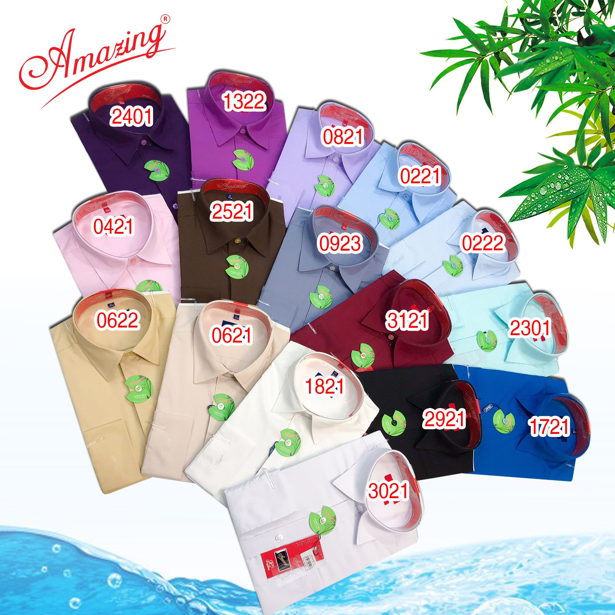 Áo sơ mi nam trơn nhiều màu Amazing, vải Bamboo mềm mịn, vạt bầu, form classic, tay dài