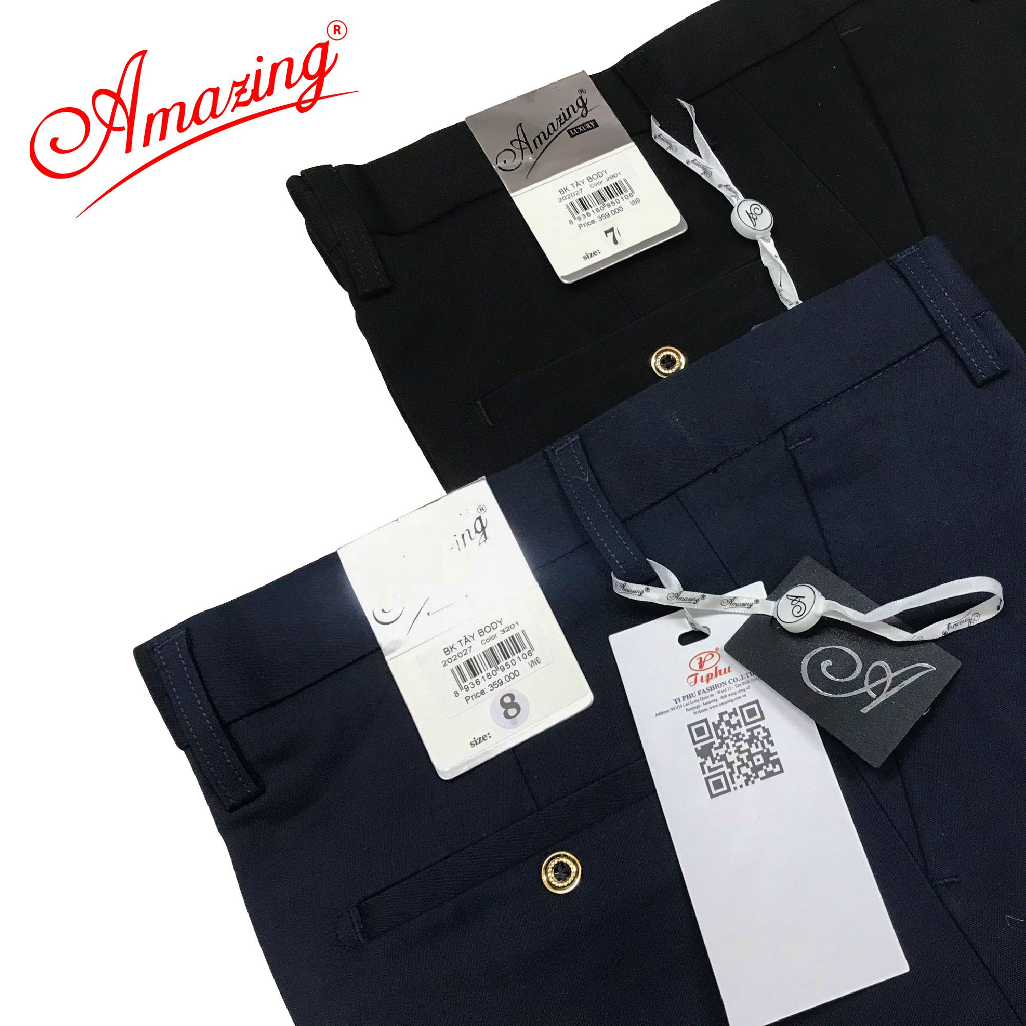 Quần tây nam màu xanh học sinh, form body slimfit không ly, ống nhỏ, chất liệu co giãn, Amazing