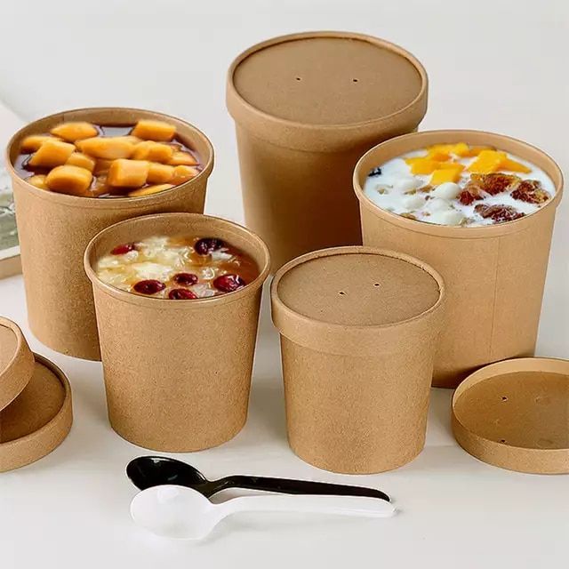 Ly Giấy Kraft 26oz - 760 ml - Đựng thức ăn, Salad, Bánh, Soup...