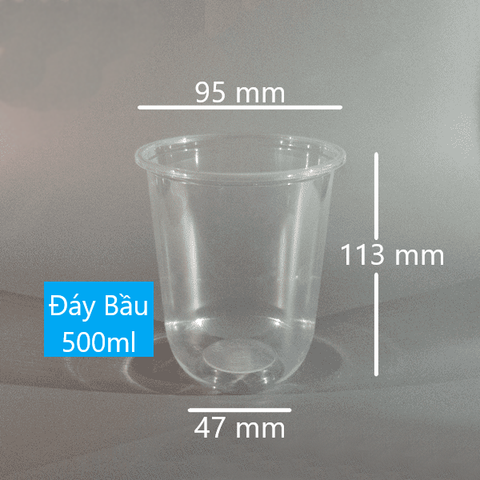 Ly Nhựa PP95 - 500ml Đáy Bầu Đựng Trà Sữa, Sinh Tố, Rau Má, Nước Ép, Trà Tắc