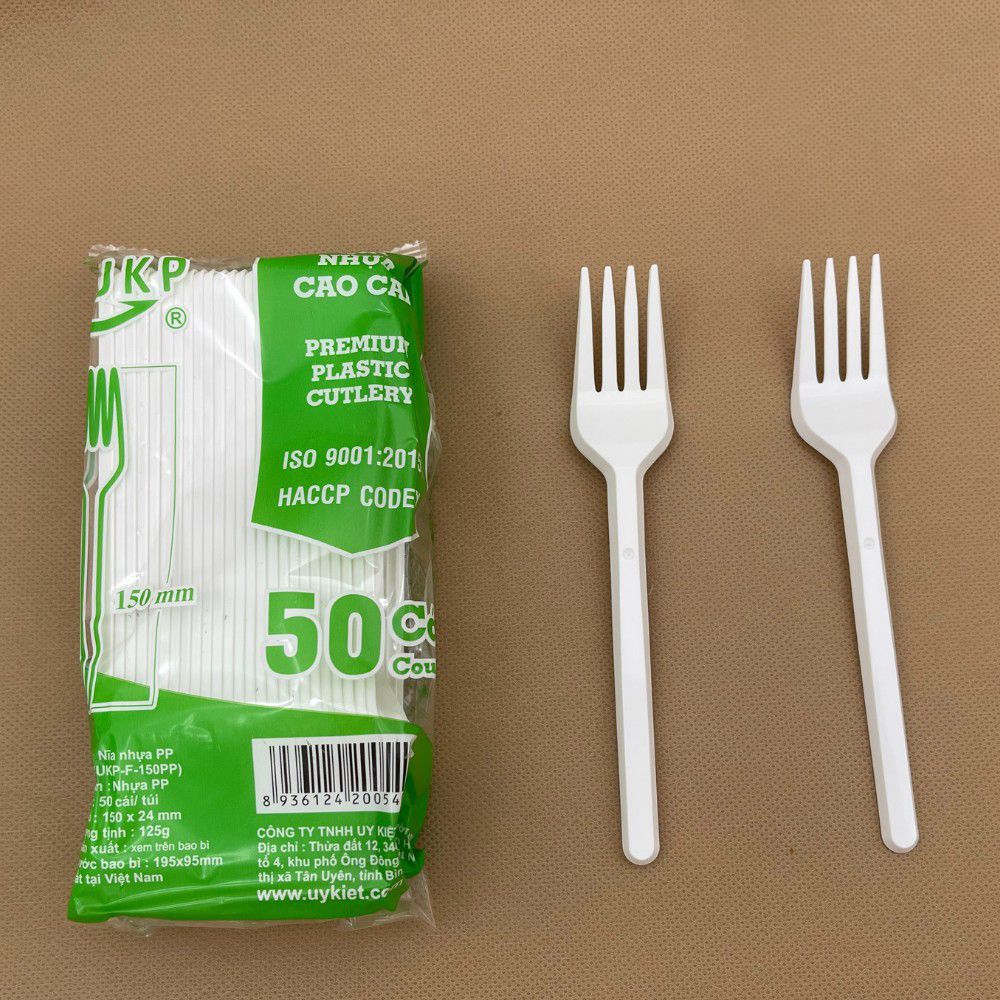 Nĩa Nhựa Trắng Dùng 1 Lần Dài 15cm