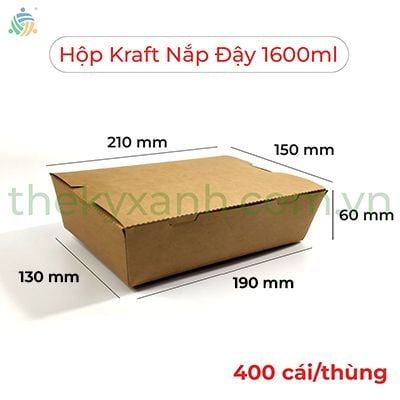 Hộp Giấy Kraft Nắp Đậy – 1600 ml