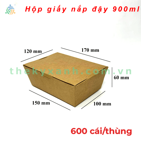 Hộp Giấy Kraft Nắp Đậy – 900 ml