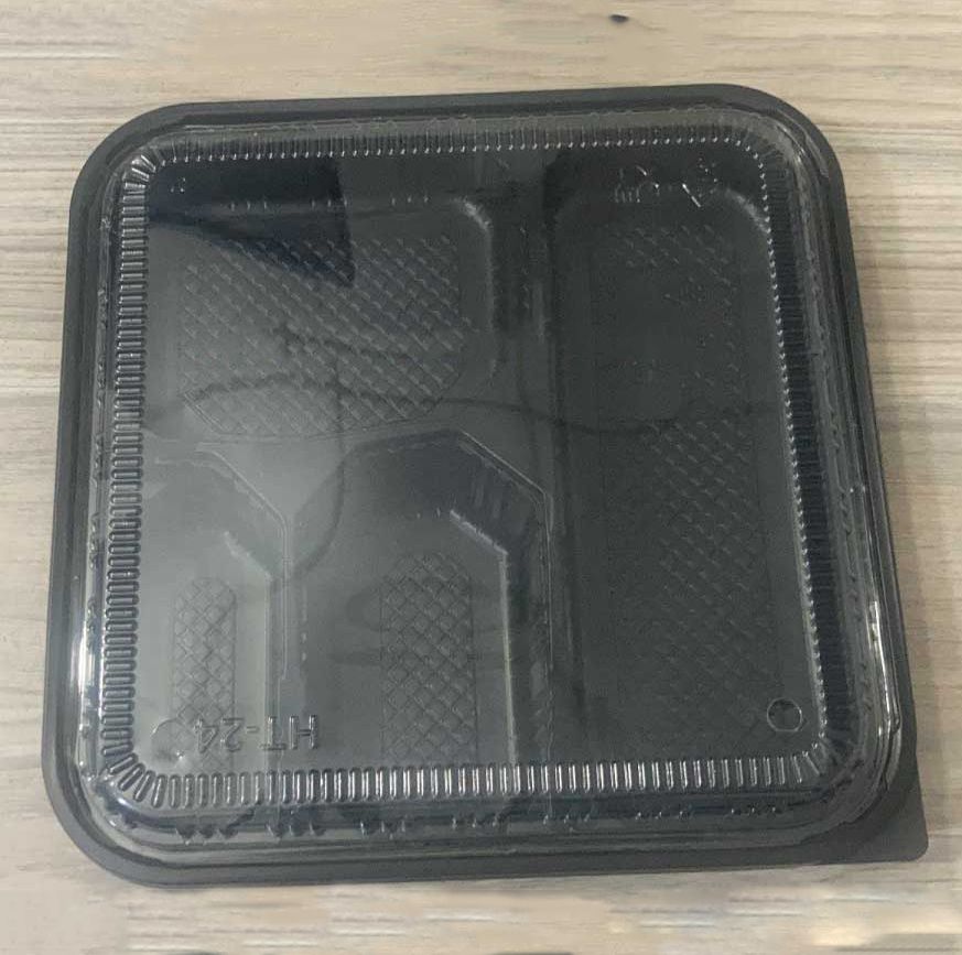 Khay cơm 4 ngăn đế đen JB-24 (HT-24) đựng cơm, mì ý, salad v.v..