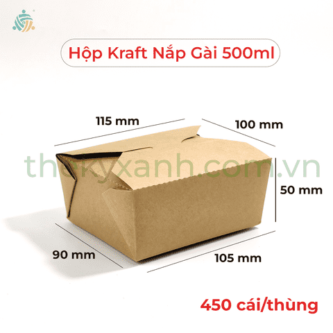 Hộp Giấy Kraft Nắp Gài 500ml / Hộp giấy đựng thực phẩm, trái cây