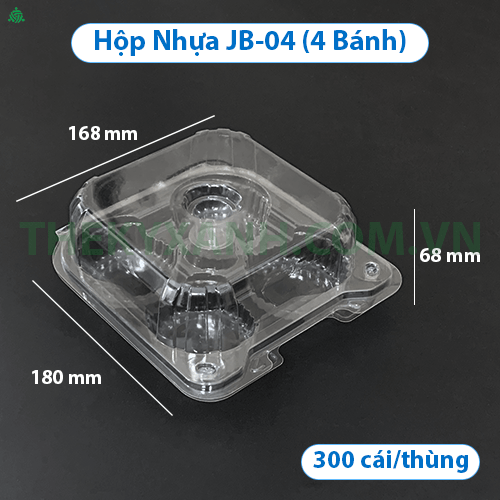 Hộp Nhựa PET JB-04 - Hộp 4 Bánh